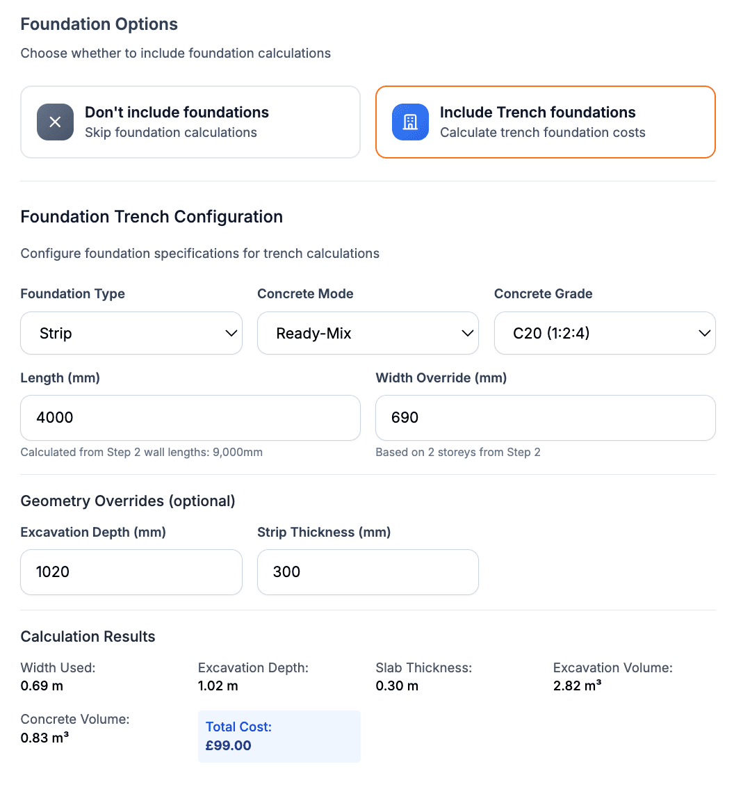 Foundation configuration interface